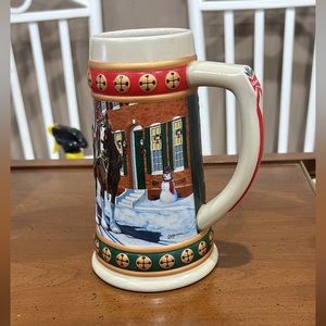 Budweiser Holiday Beer Stein Collection 1993 Christmas Clydesdale Anheuser Busch